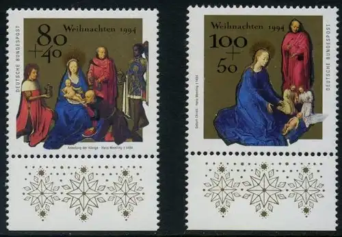 BUND 1994 Michel-Nummer 1770-1771 postfrisch SATZ(2) EINZELMARKEN RÄNDER unten