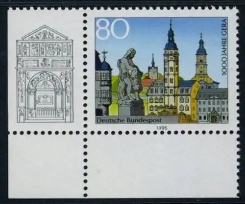 BUND 1995 Michel-Nummer 1772 postfrisch EINZELMARKE ECKRAND unten links