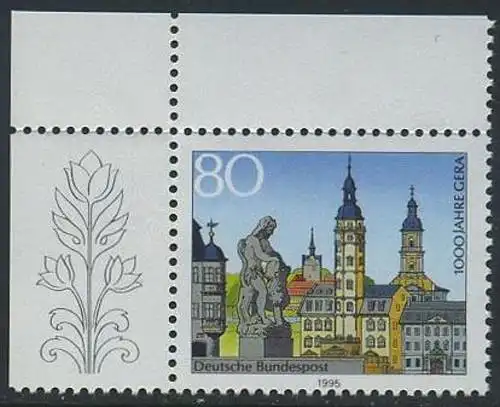 BUND 1995 Michel-Nummer 1772 postfrisch EINZELMARKE ECKRAND oben links