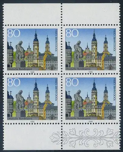 BUND 1995 Michel-Nummer 1772 postfrisch BLOCK RÄNDER oben/unten
