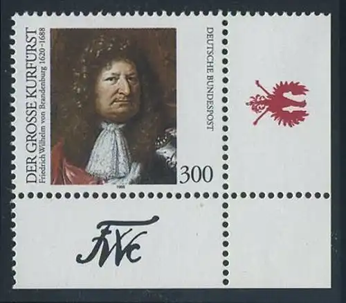 BUND 1995 Michel-Nummer 1781 postfrisch EINZELMARKE ECKRAND unten rechts