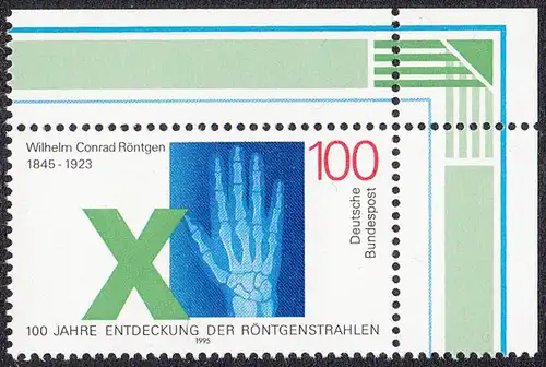 BUND 1995 Michel-Nummer 1784 postfrisch EINZELMARKE ECKRAND oben rechts