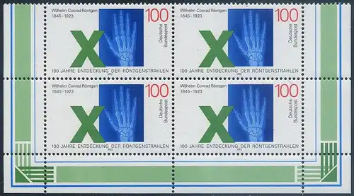 BUND 1995 Michel-Nummer 1784 postfrisch BLOCK ECKRÄNDER unten rechts/unten links