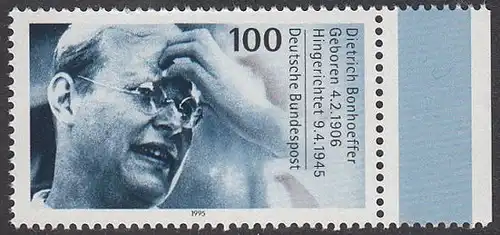 BUND 1995 Michel-Nummer 1788 postfrisch EINZELMARKE RAND rechts