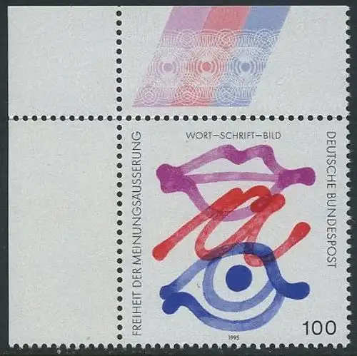 BUND 1995 Michel-Nummer 1789 postfrisch EINZELMARKE ECKRAND oben links