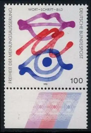 BUND 1995 Michel-Nummer 1789 postfrisch EINZELMARKE RAND unten