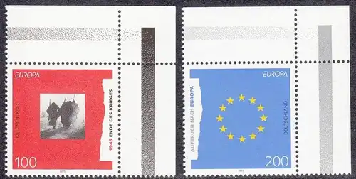 BUND 1995 Michel-Nummer 1790-1791 postfrisch SATZ(2) EINZELMARKEN ECKRÄNDER oben rechts