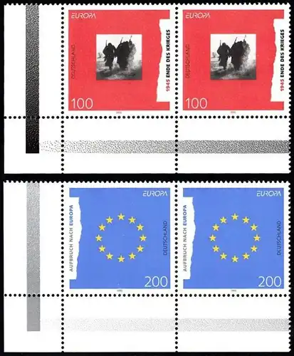 BUND 1995 Michel-Nummer 1790-1791 postfrisch SATZ(2) horiz.PAARE ECKRÄNDER unten links 