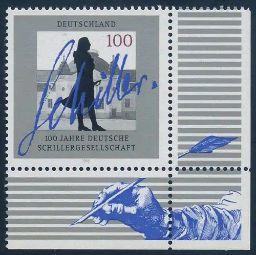 BUND 1995 Michel-Nummer 1792 postfrisch EINZELMARKE ECKRAND unten rechts