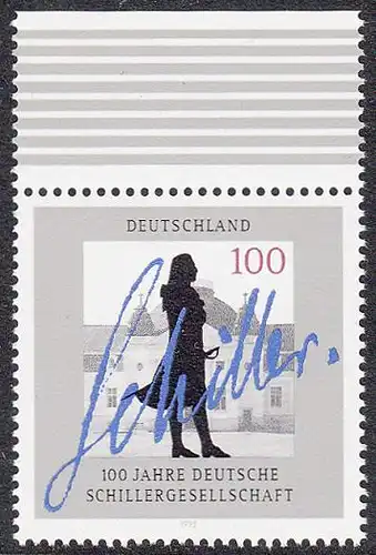 BUND 1995 Michel-Nummer 1792 postfrisch EINZELMARKE RAND oben