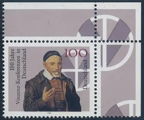 BUND 1995 Michel-Nummer 1793 postfrisch EINZELMARKE ECKRAND oben rechts
