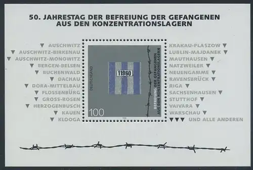 BUND 1995 Michel-Nummer 1796 postfrisch BOGEN(1) -Blockausgabe 32-