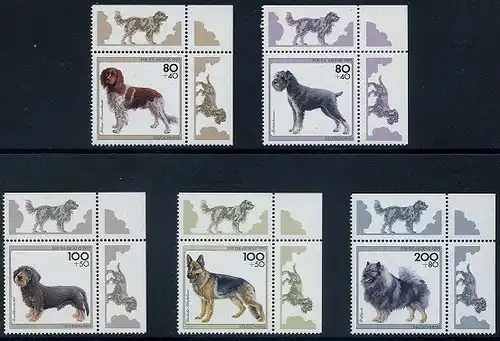 BUND 1995 Michel-Nummer 1797-1801 postfrisch SATZ(5) EINZELMARKEN ECKRÄNDER oben rechts