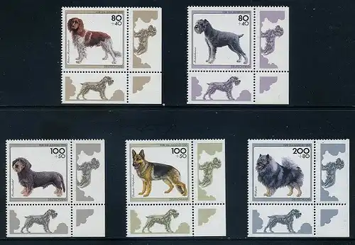 BUND 1995 Michel-Nummer 1797-1801 postfrisch SATZ(5) EINZELMARKEN ECKRÄNDER unten rechts
