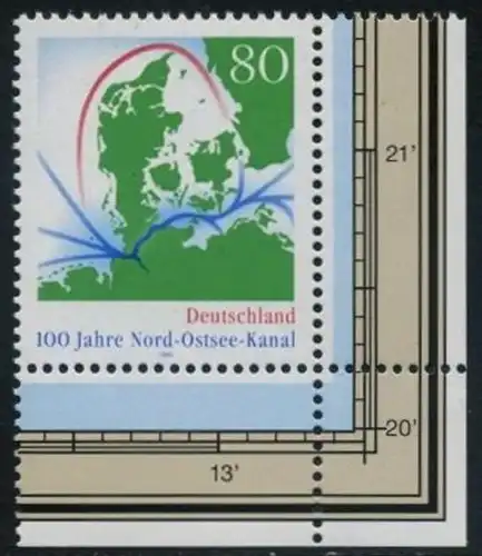 BUND 1995 Michel-Nummer 1802 postfrisch EINZELMARKE ECKRAND unten rechts