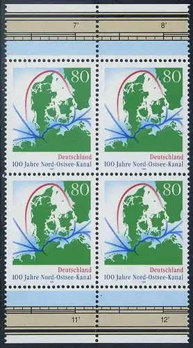 BUND 1995 Michel-Nummer 1802 postfrisch BLOCK RÄNDER oben/unten