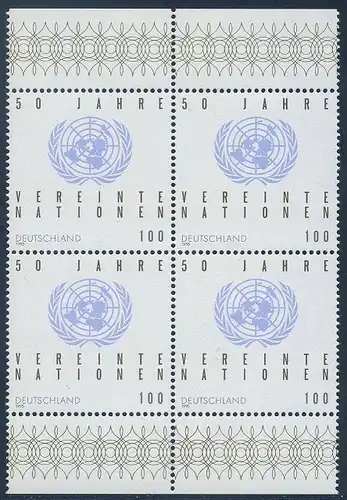 BUND 1995 Michel-Nummer 1804 postfrisch BLOCK RÄNDER oben/unten