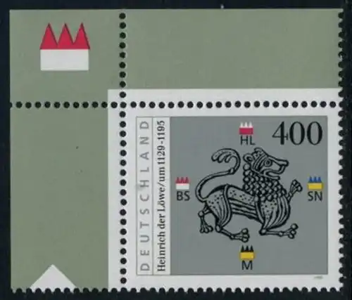 BUND 1995 Michel-Nummer 1805 postfrisch EINZELMARKE ECKRAND oben links