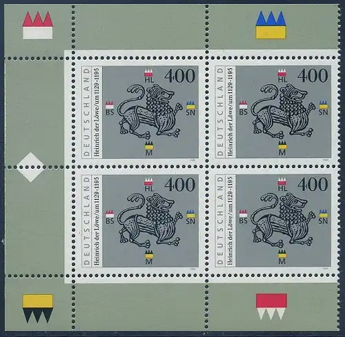 BUND 1995 Michel-Nummer 1805 postfrisch BLOCK ECKRÄNDER oben links/unten links
