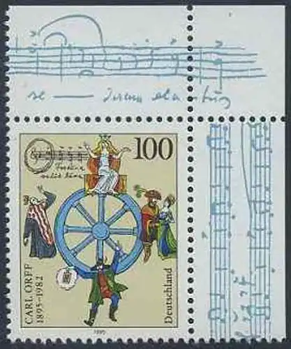 BUND 1995 Michel-Nummer 1806 postfrisch EINZELMARKE ECKRAND oben rechts
