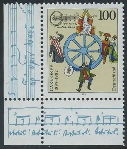 BUND 1995 Michel-Nummer 1806 postfrisch EINZELMARKE ECKRAND unten links