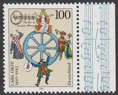 BUND 1995 Michel-Nummer 1806 postfrisch EINZELMARKE RAND rechts