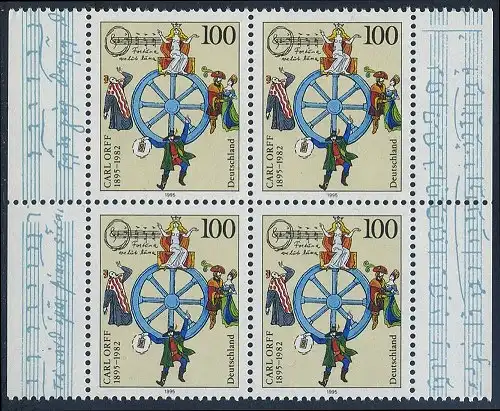 BUND 1995 Michel-Nummer 1806 postfrisch BLOCK RÄNDER rechts/links