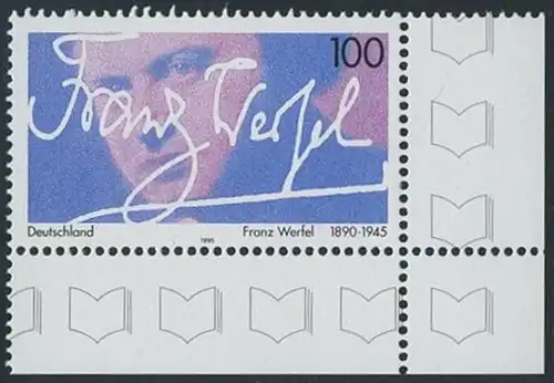 BUND 1995 Michel-Nummer 1813 postfrisch EINZELMARKE ECKRAND unten rechts