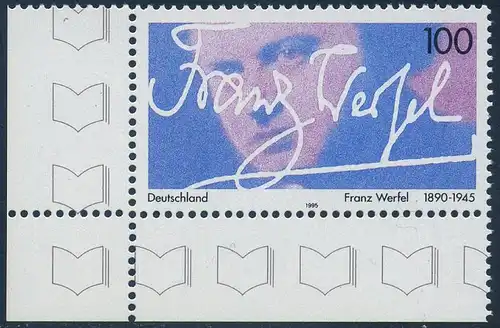 BUND 1995 Michel-Nummer 1813 postfrisch EINZELMARKE ECKRAND unten links