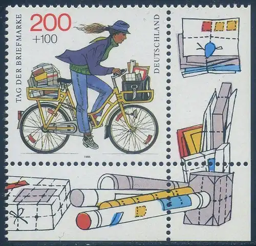 BUND 1995 Michel-Nummer 1814 postfrisch EINZELMARKE ECKRAND unten rechts