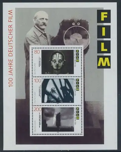 BUND 1995 Michel-Nummer 1815-1817 postfrisch BOGEN(3) -Blockausgabe 33-