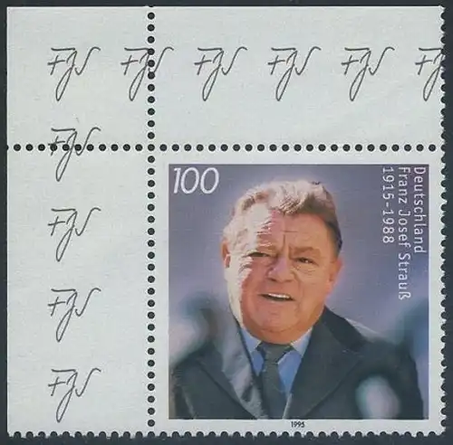 BUND 1995 Michel-Nummer 1818 postfrisch EINZELMARKE ECKRAND oben links