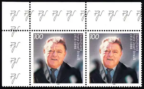 BUND 1995 Michel-Nummer 1818 postfrisch horiz.PAAR ECKRAND oben links