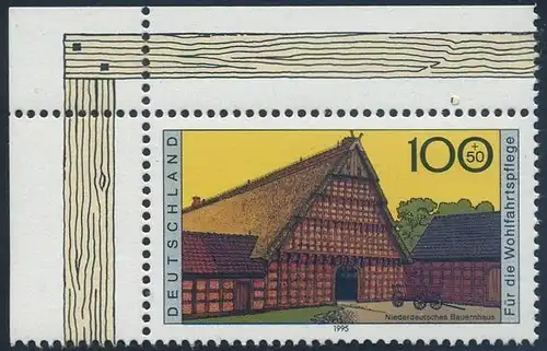 BUND 1995 Michel-Nummer 1821 postfrisch EINZELMARKE ECKRAND oben links
