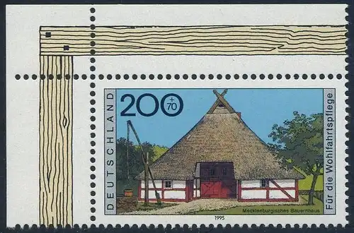 BUND 1995 Michel-Nummer 1823 postfrisch EINZELMARKE ECKRAND oben links
