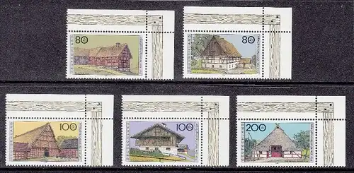 BUND 1995 Michel-Nummer 1819-1823 postfrisch SATZ(5) EINZELMARKEN ECKRÄNDER oben rechts