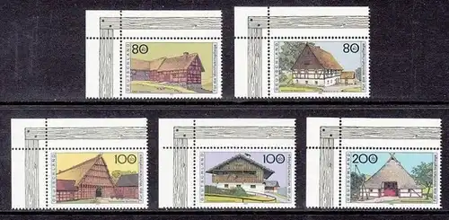 BUND 1995 Michel-Nummer 1819-1823 postfrisch SATZ(5) EINZELMARKEN ECKRÄNDER oben links