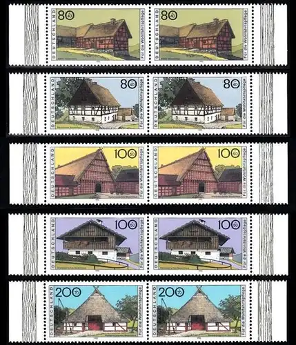 BUND 1995 Michel-Nummer 1819-1823 postfrisch SATZ(5) horiz.PAARE RÄNDER rechts/links 