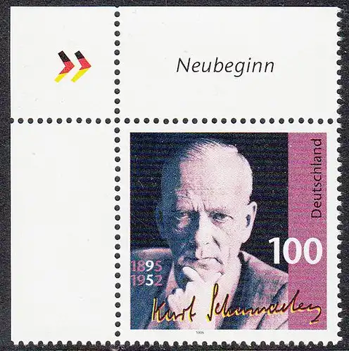 BUND 1995 Michel-Nummer 1824 postfrisch EINZELMARKE ECKRAND oben links