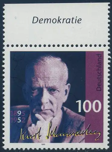 BUND 1995 Michel-Nummer 1824 postfrisch EINZELMARKE RAND oben (a)