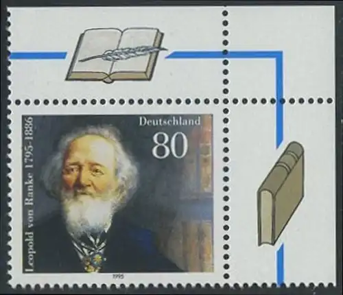 BUND 1995 Michel-Nummer 1826 postfrisch EINZELMARKE ECKRAND oben rechts