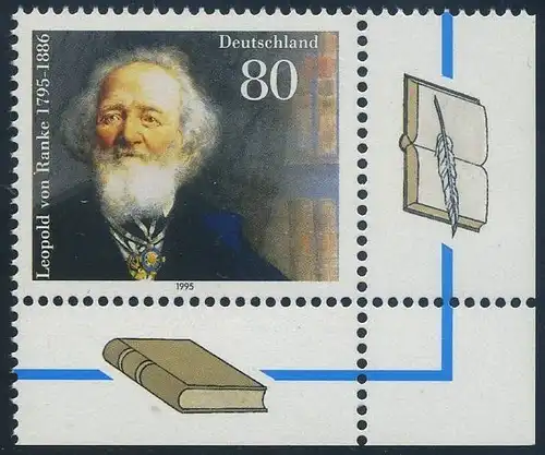 BUND 1995 Michel-Nummer 1826 postfrisch EINZELMARKE ECKRAND unten rechts