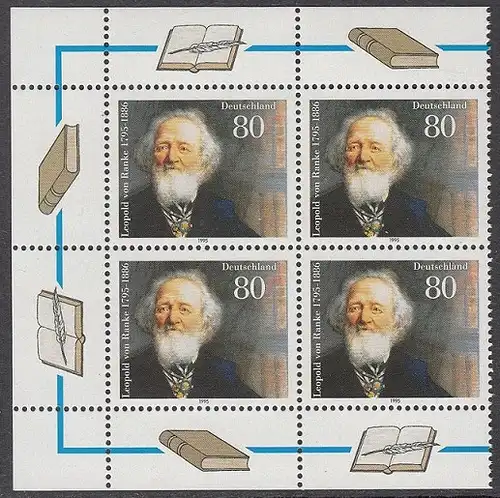 BUND 1995 Michel-Nummer 1826 postfrisch BLOCK ECKRÄNDER oben links/unten links