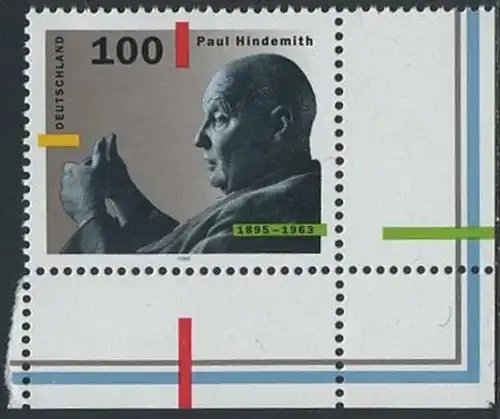 BUND 1995 Michel-Nummer 1827 postfrisch EINZELMARKE ECKRAND unten rechts