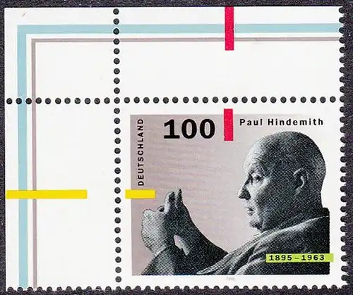 BUND 1995 Michel-Nummer 1827 postfrisch EINZELMARKE ECKRAND oben links