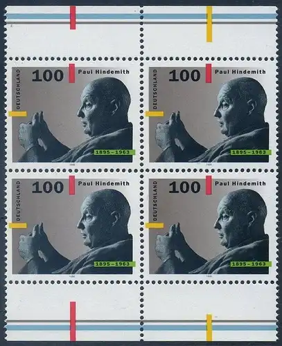 BUND 1995 Michel-Nummer 1827 postfrisch BLOCK RÄNDER oben/unten