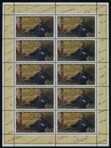 BUND 1995 Michel-Nummer 1828 postfrisch BOGEN(10)