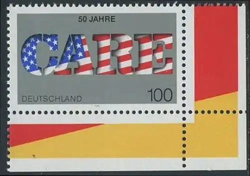 BUND 1995 Michel-Nummer 1829 postfrisch EINZELMARKE ECKRAND unten rechts
