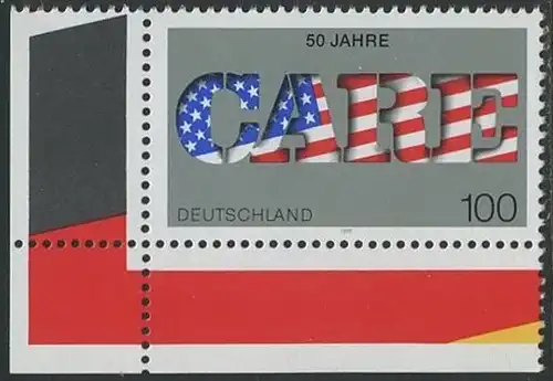 BUND 1995 Michel-Nummer 1829 postfrisch EINZELMARKE ECKRAND unten links