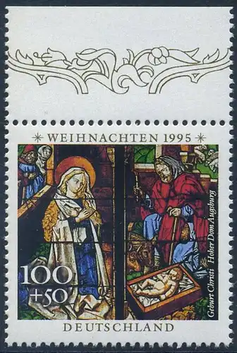 BUND 1995 Michel-Nummer 1832 postfrisch EINZELMARKE RAND oben